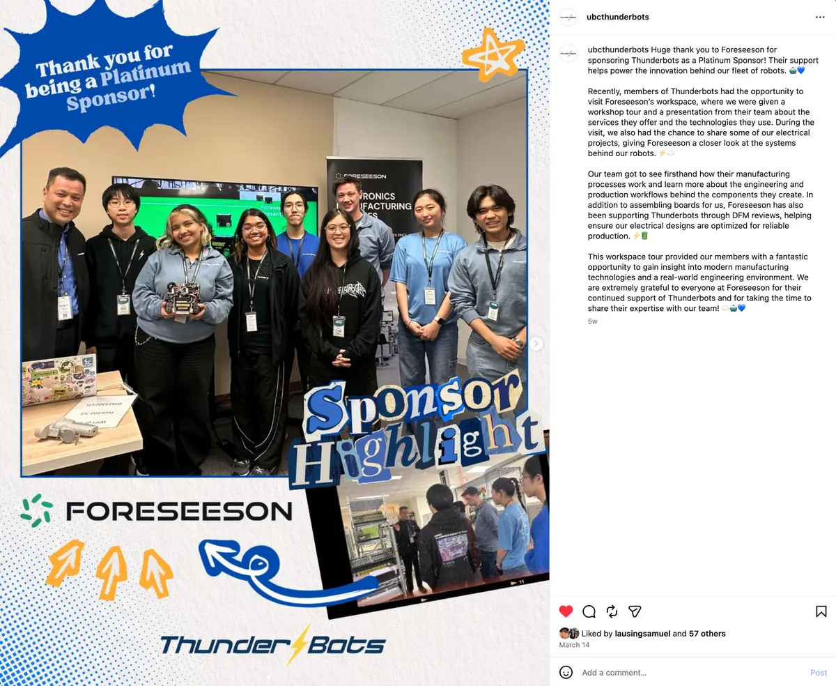 Figure 4. Foreseeson sponsor appreciation post on Instagram